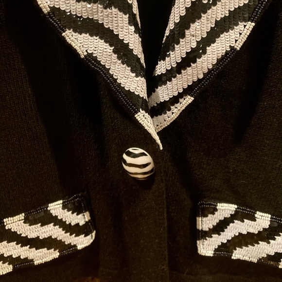 Vintage Jennifer Roberts Knit Black Sequin Jacket - Picture 4 of 11